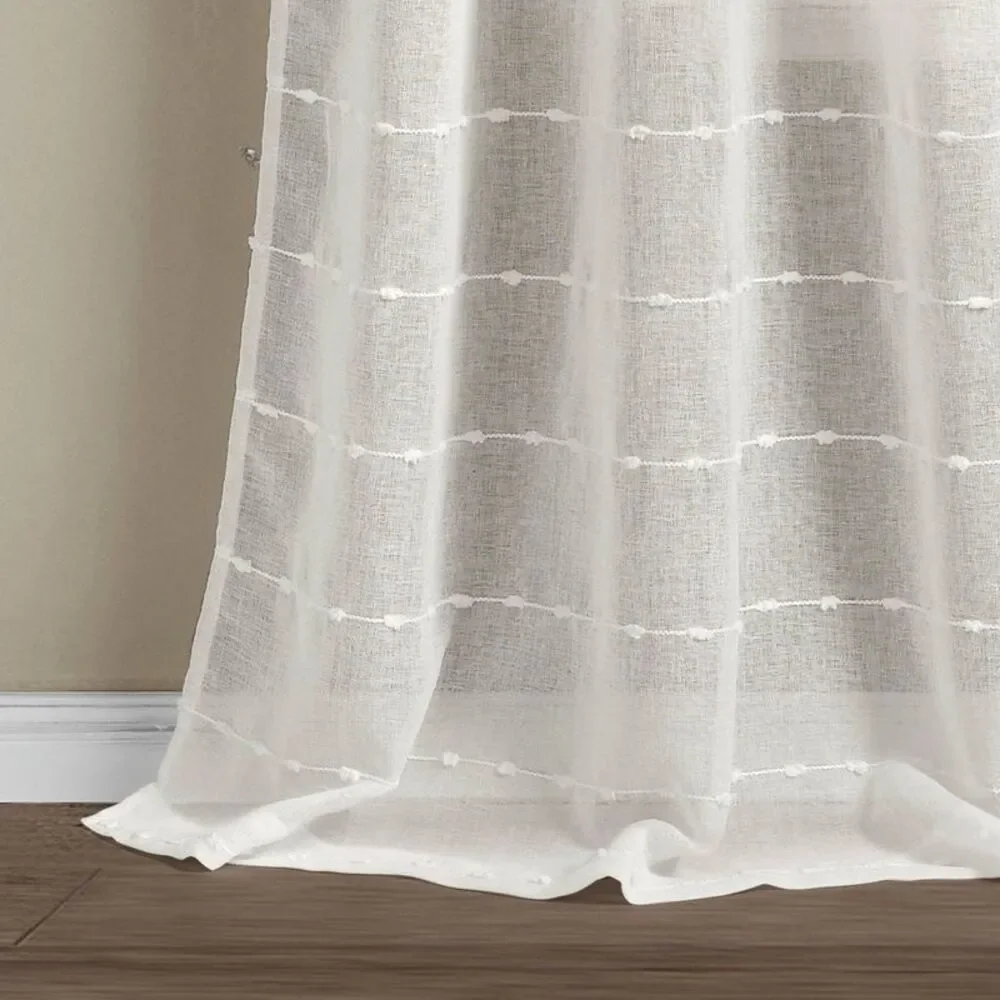 Sheer Window Curtains Panel Pair in White